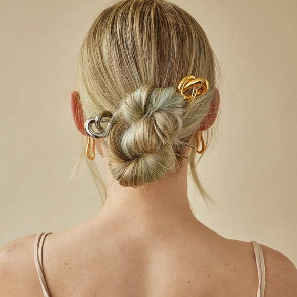 Vintage French Silver Hairpins Elegant Metal Hair Accessories for Updos